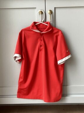 Nike Kids Coral-Red Polo with White Trim